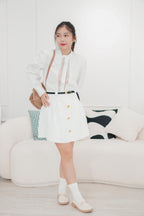 Baldwin A-Line Skirt with Gold Button in White