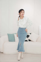 Dolly Ruffle Layered Long Sleeve Top in White