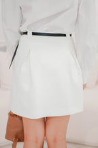 Baldwin A-Line Skirt with Gold Button in White