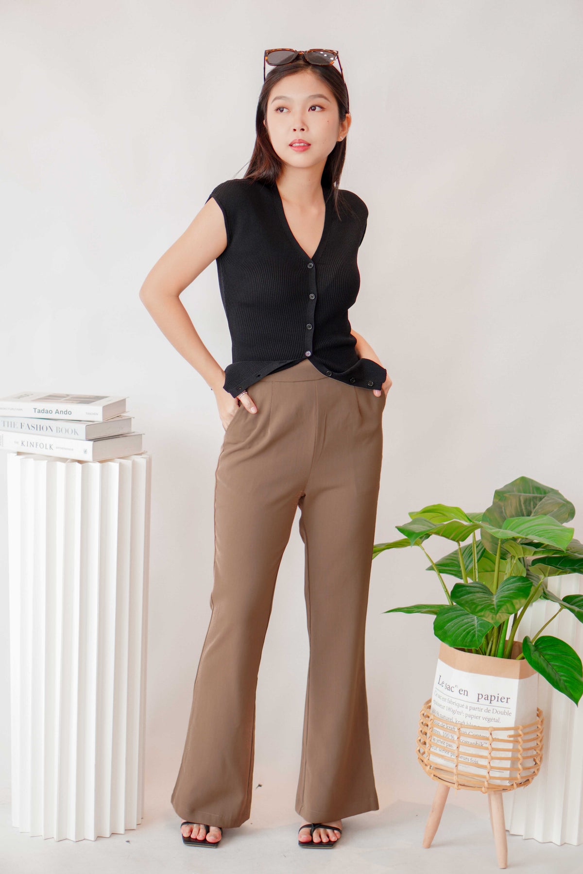 [+10cm] The Staple Pants by Bash in Latte Khaki