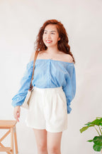 Between the Sea Off Shoulder Top in Blue