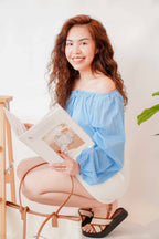 Between the Sea Off Shoulder Top in Blue
