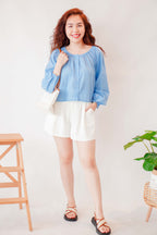 Between the Sea Off Shoulder Top in Blue