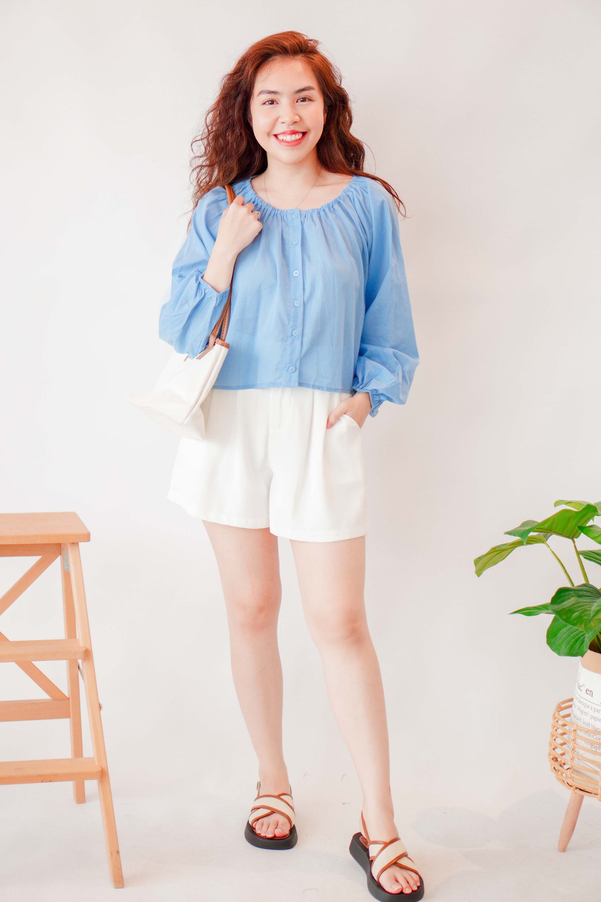 Between the Sea Off Shoulder Top in Blue