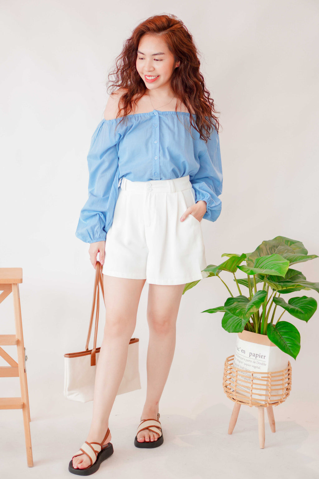 Between the Sea Off Shoulder Top in Blue