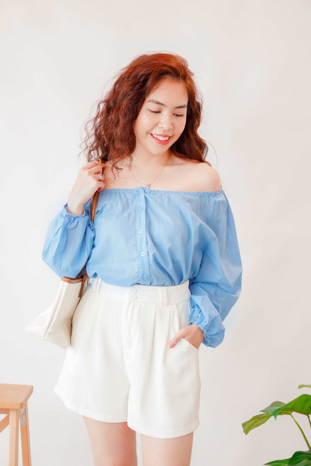 Between the Sea Off Shoulder Top in Blue
