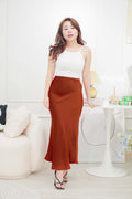 With Faith Satin Skirt in Brick Red