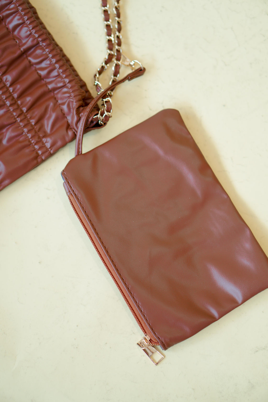 Hailey Textured Tote Bag in Brown