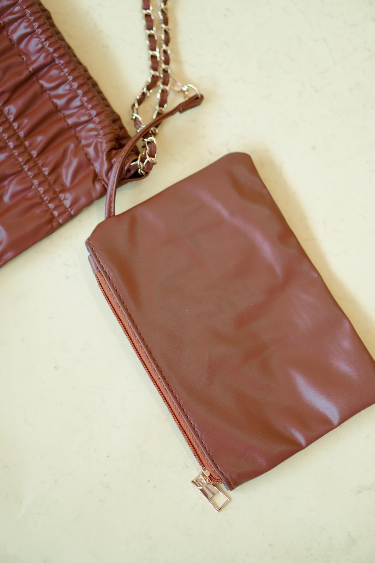 Hailey Textured Tote Bag in Brown