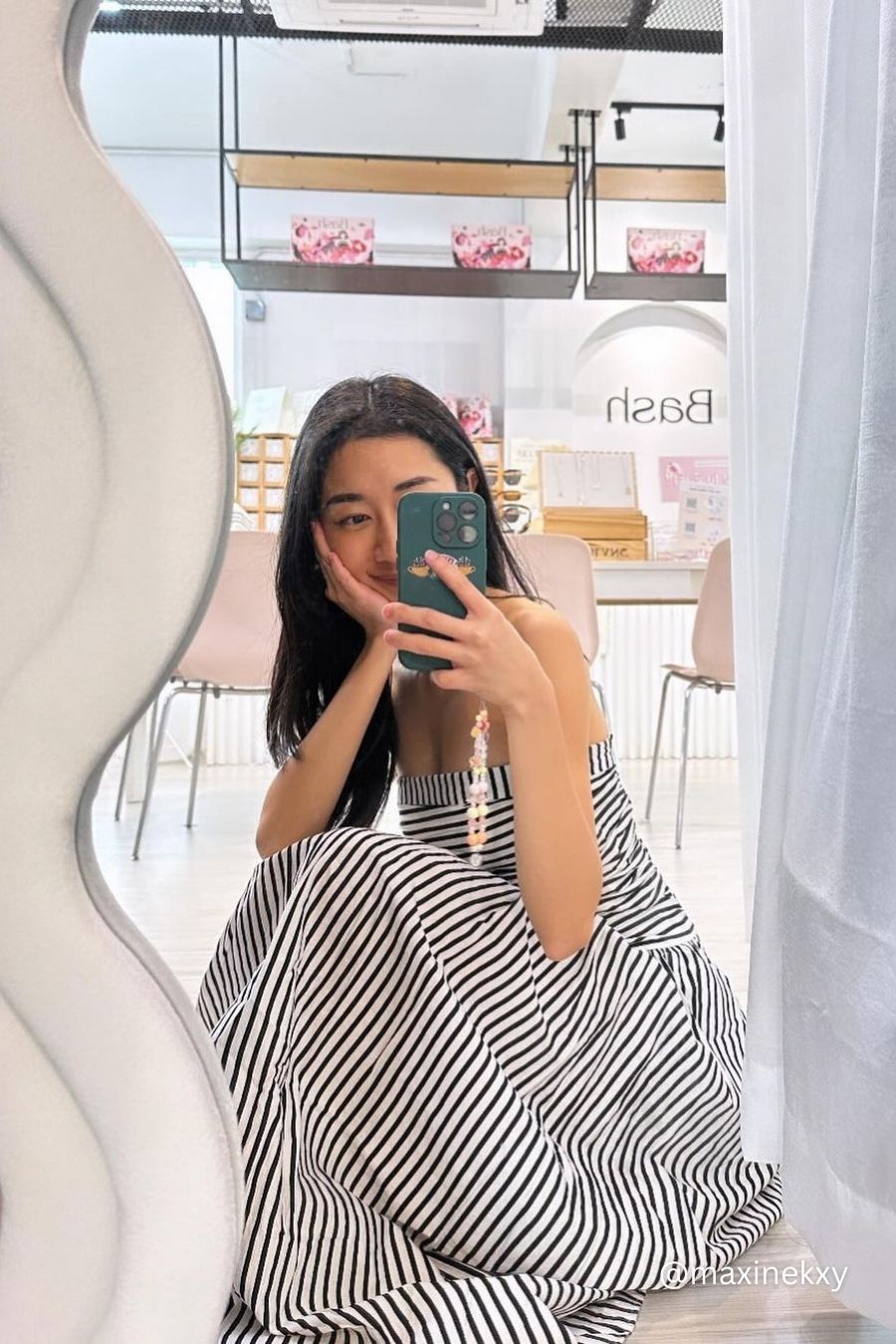 Celavie Thin Stripes Tube Maxi Dress