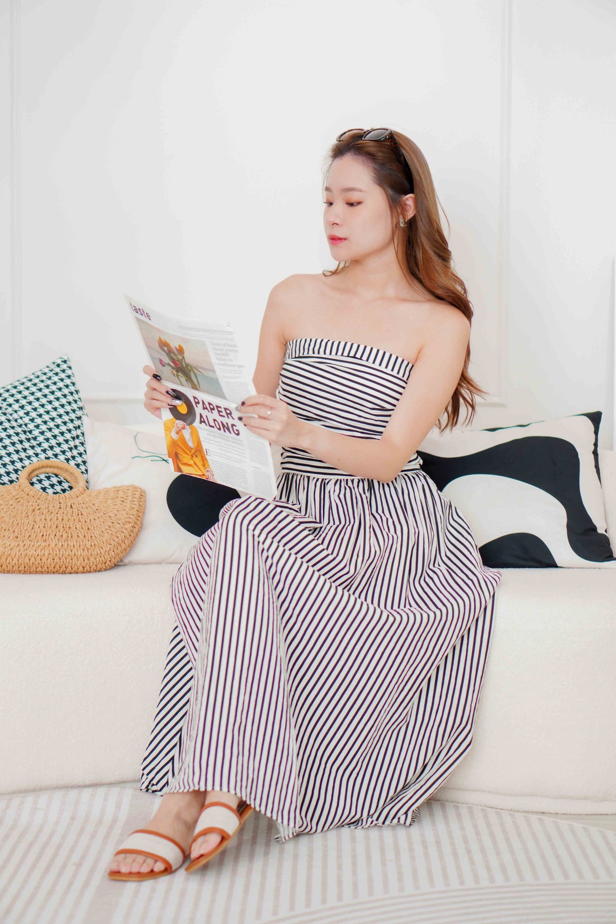 Celavie Thin Stripes Tube Maxi Dress