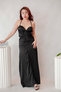Secret Lover Satin Maxi Dress in Black