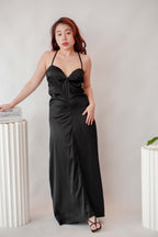 Secret Lover Satin Maxi Dress in Black