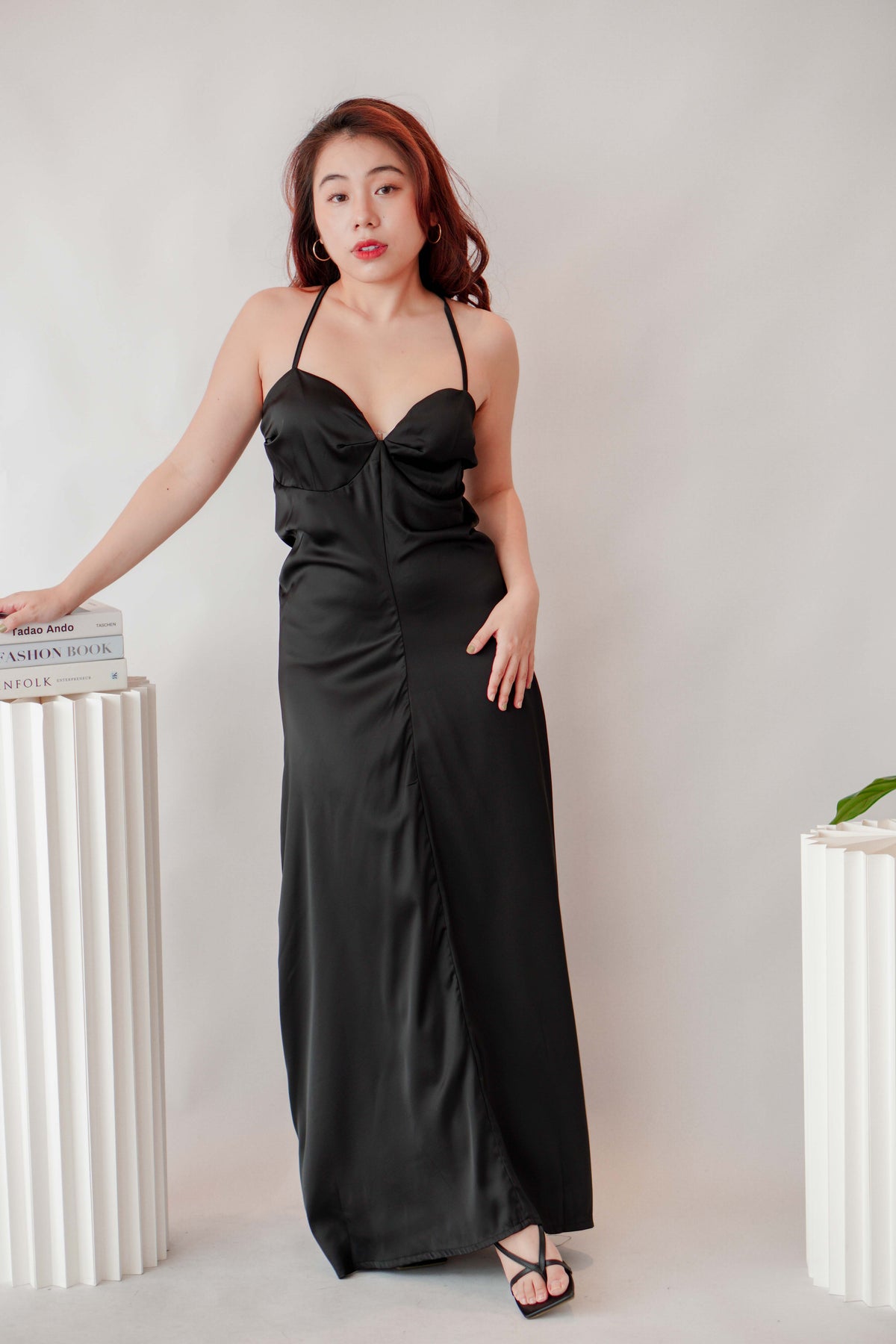 Secret Lover Satin Maxi Dress in Black
