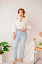 Yuji Long Sleeve Button Down Top in White