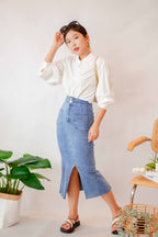 Yuji Long Sleeve Button Down Top in White