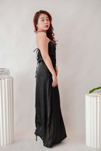Secret Lover Satin Maxi Dress in Black