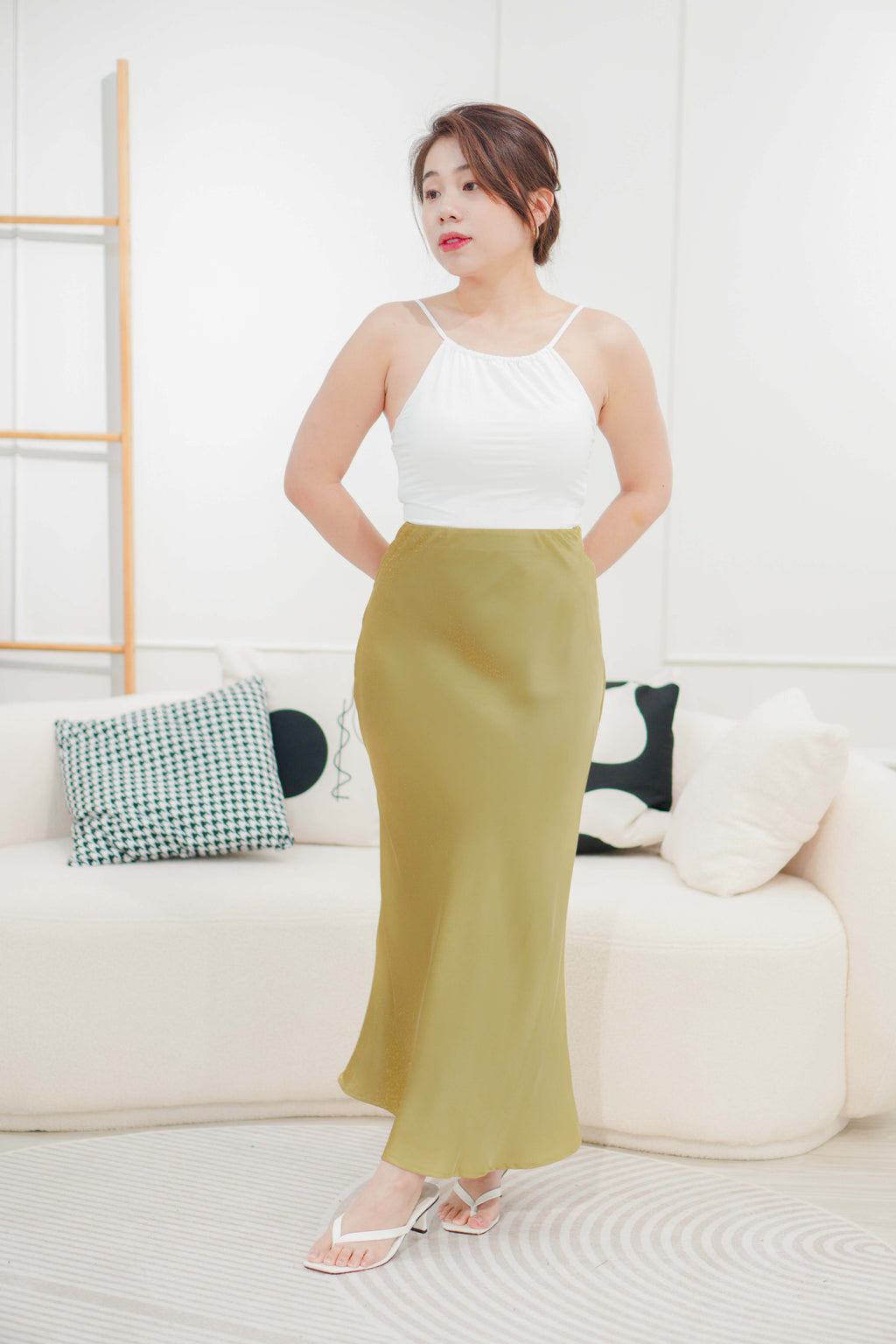 With Faith Satin Skirt in Mustard Gold