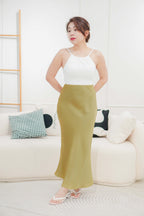 With Faith Satin Skirt in Mustard Gold