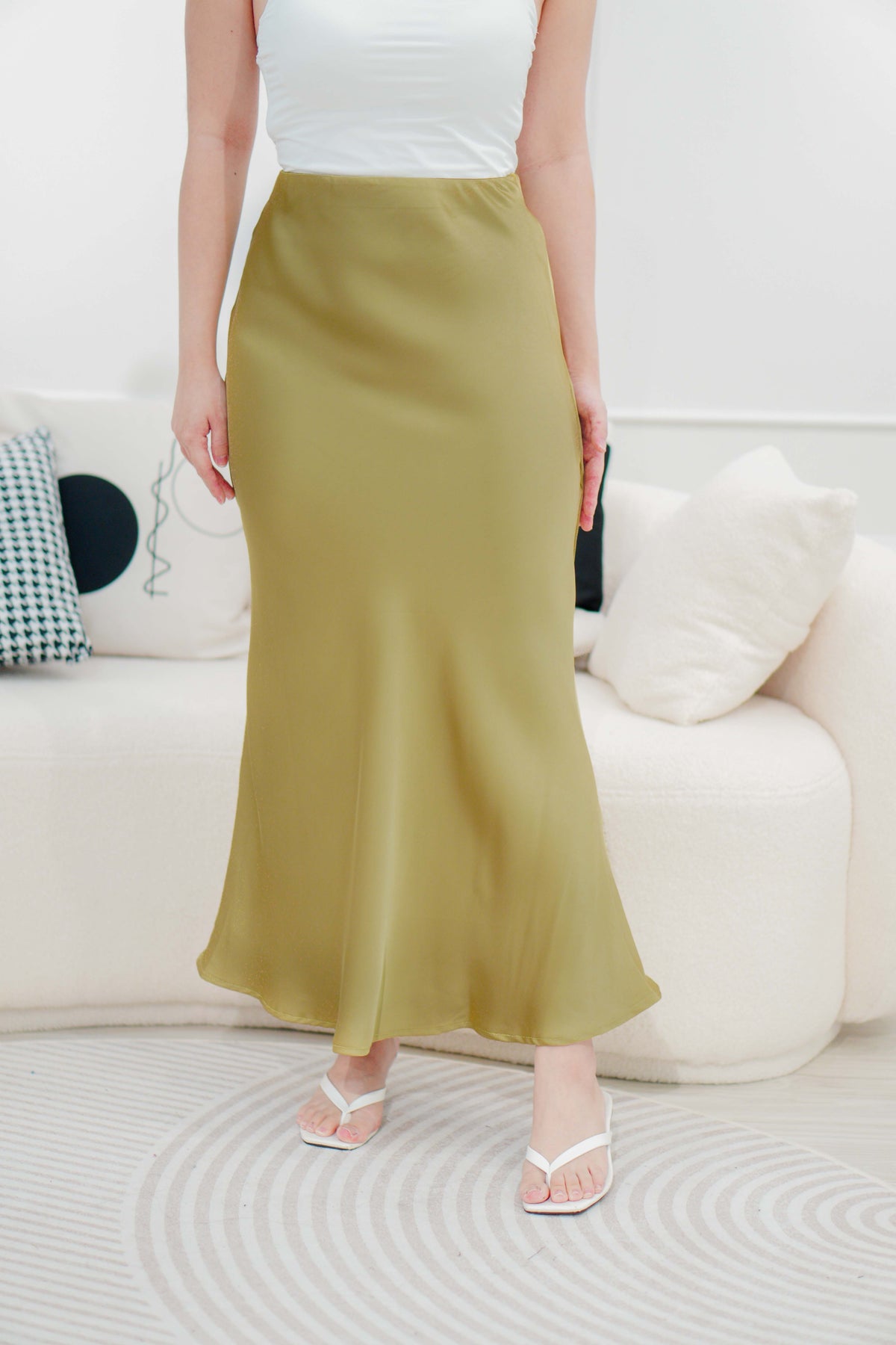 With Faith Satin Skirt in Mustard Gold