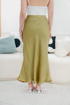 With Faith Satin Skirt in Mustard Gold