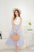 (BACKORDER) Violet Spring Floral A-Line Skirt in Purple
