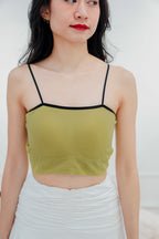 Reese Padded Crop Top in Yellow Green