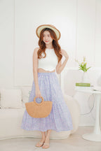 (BACKORDER) Violet Spring Floral A-Line Skirt in Purple