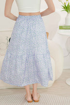 (BACKORDER) Violet Spring Floral A-Line Skirt in Purple