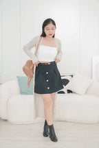 Baldwin A-Line Skirt with Gold Button in Black