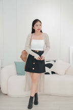 Baldwin A-Line Skirt with Gold Button in Black