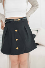 Baldwin A-Line Skirt with Gold Button in Black