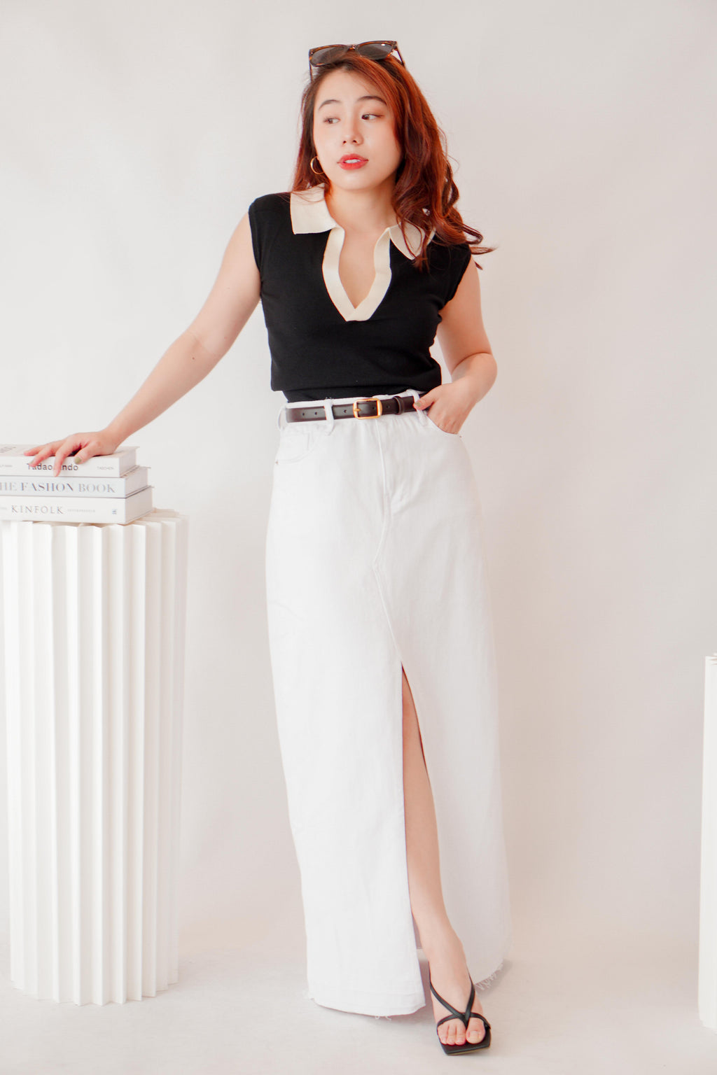 Juniper Maxi Denim Skirt in White
