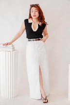 Juniper Maxi Denim Skirt in White