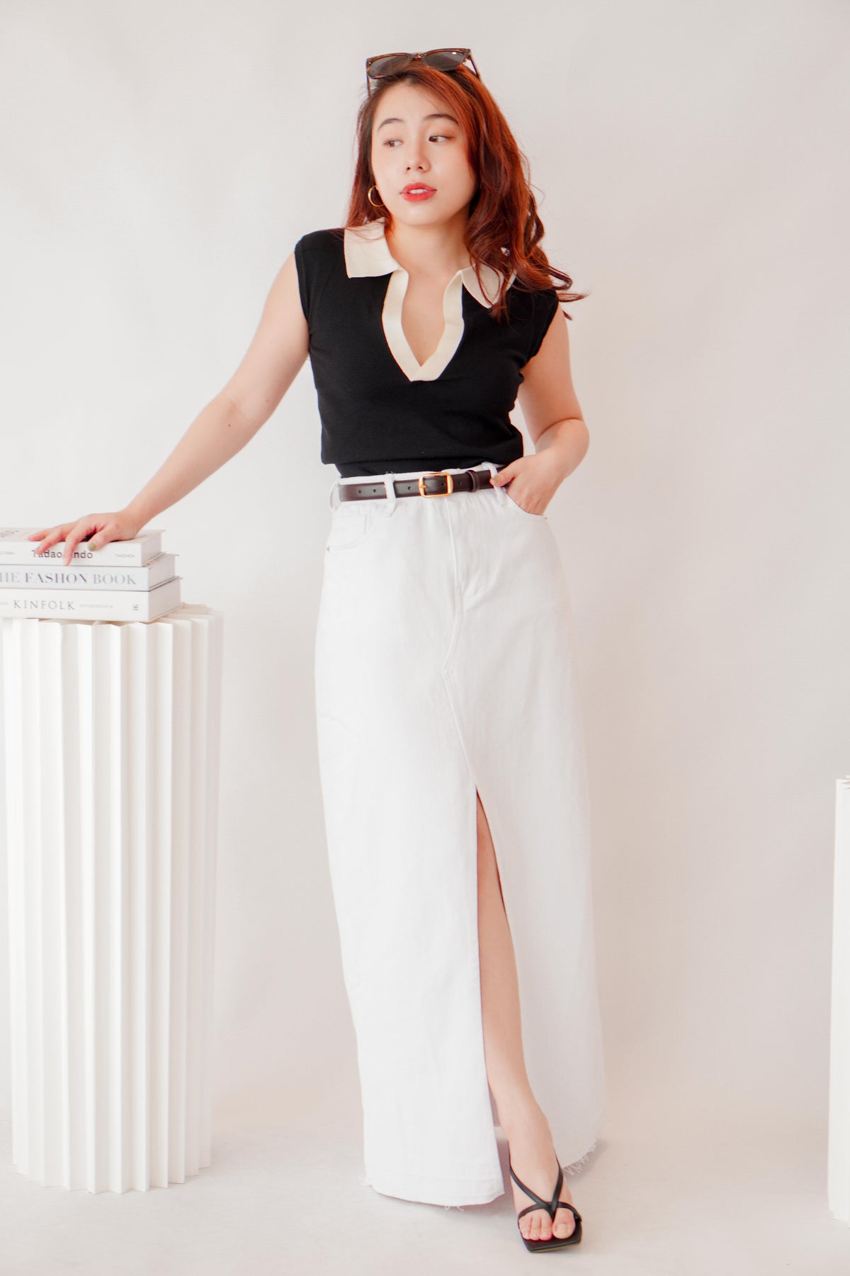 Juniper Maxi Denim Skirt in White