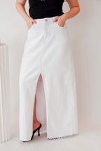 Juniper Maxi Denim Skirt in White