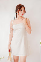 (BACKORDER) Sharnelle Square Neck Dress in Light Champagne