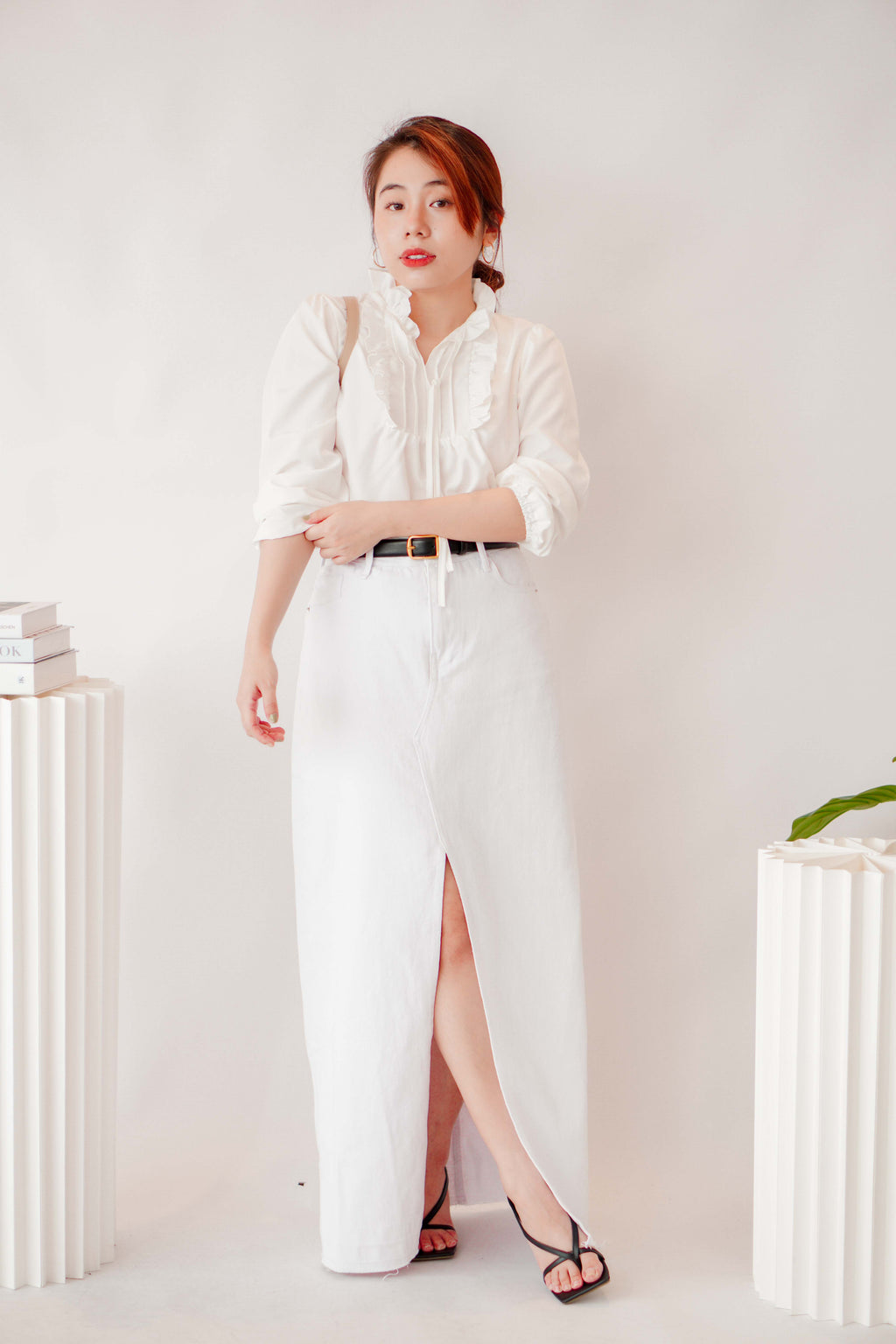 Juniper Maxi Denim Skirt in White