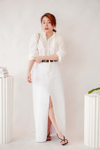 Juniper Maxi Denim Skirt in White