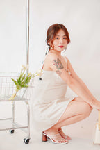 (BACKORDER) Sharnelle Square Neck Dress in Light Champagne