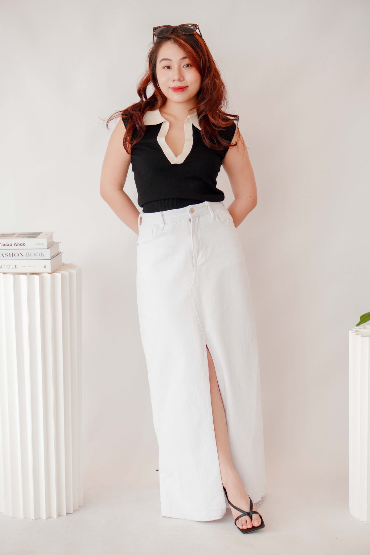 Juniper Maxi Denim Skirt in White