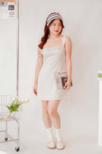 (BACKORDER) Sharnelle Square Neck Dress in Light Champagne