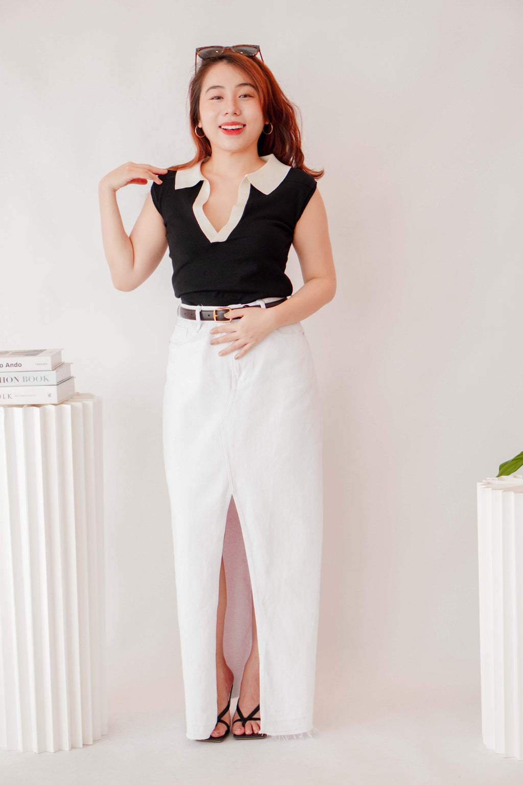 Juniper Maxi Denim Skirt in White