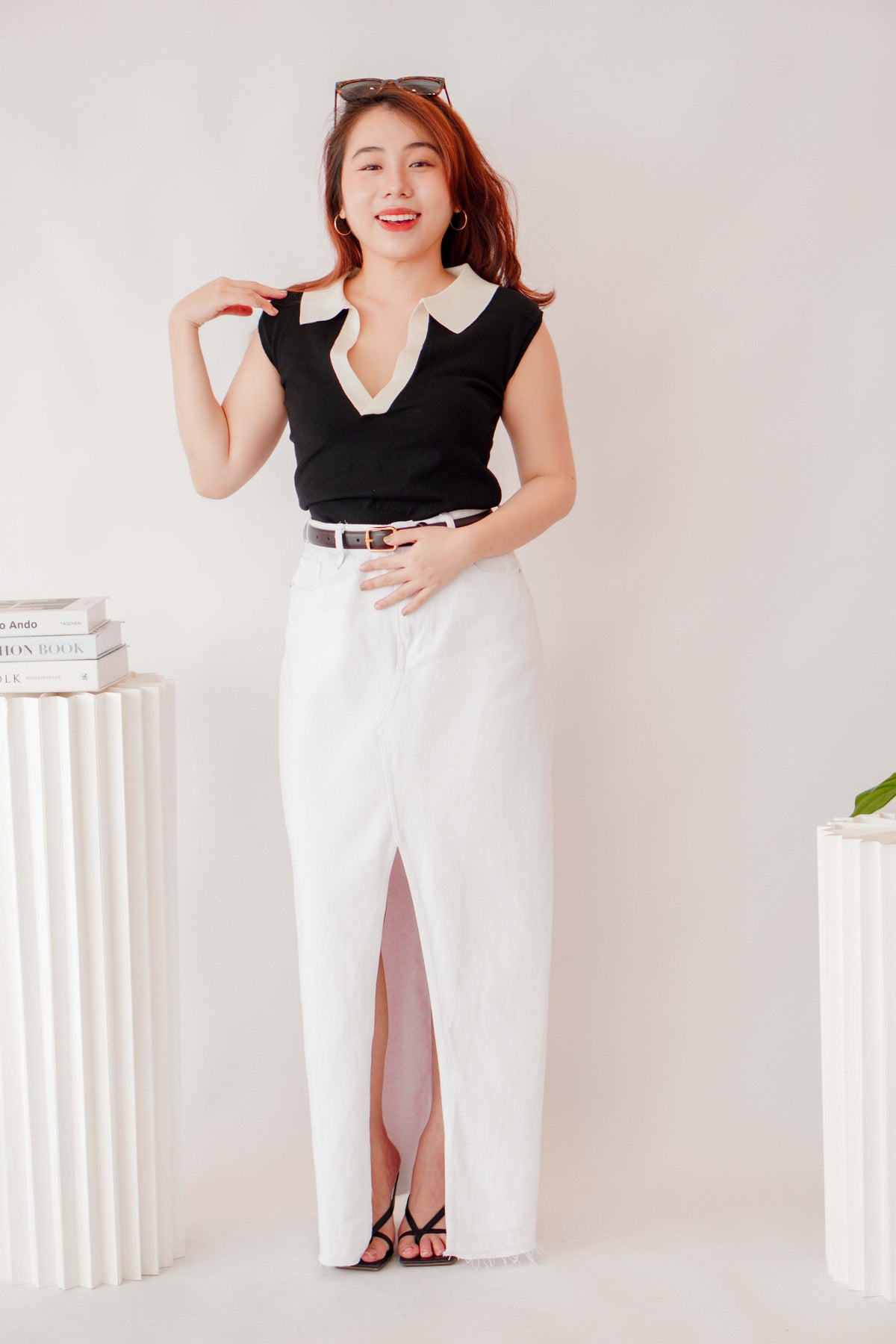 Juniper Maxi Denim Skirt in White