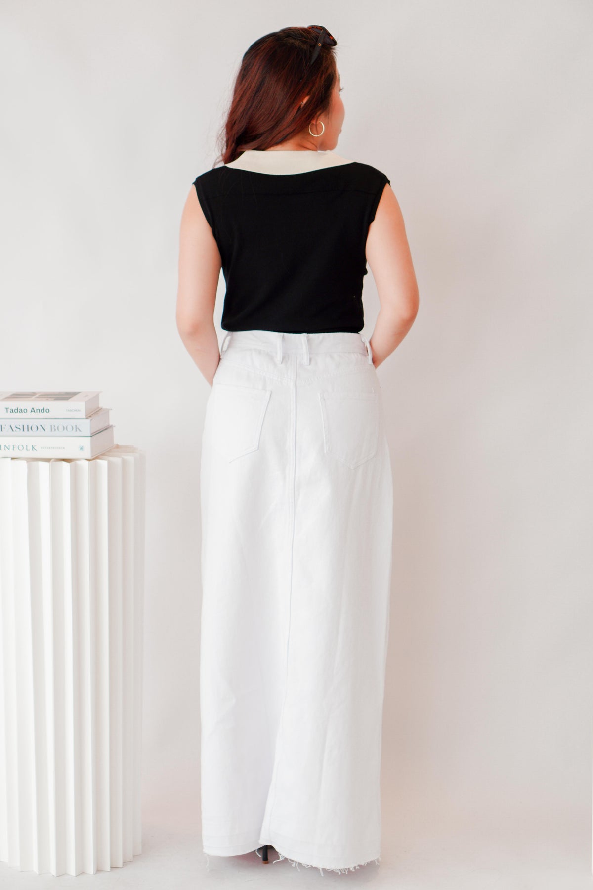 Juniper Maxi Denim Skirt in White