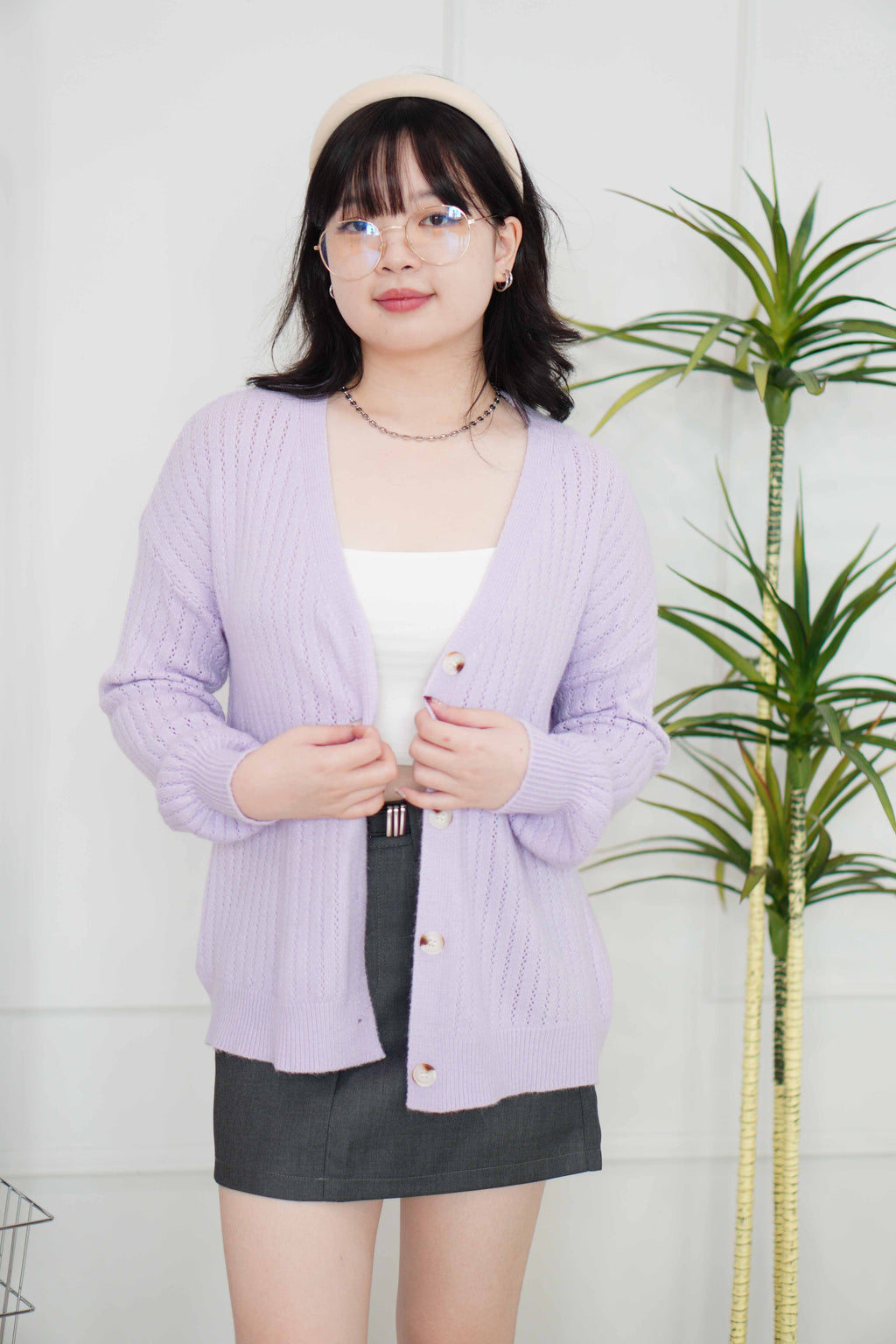 (BACKORDER) Yuna Knit Cardigan in Purple