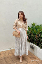 Island Resort Collar Button Down Linen Top in Beige