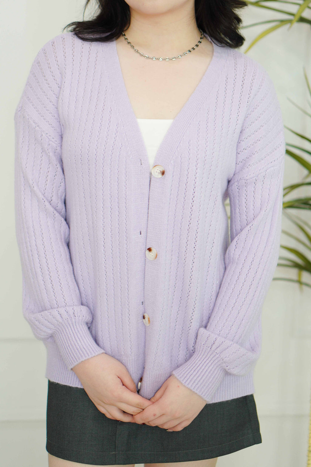 (BACKORDER) Yuna Knit Cardigan in Purple