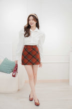 Martha Padded Shoulder Button Down Top in White