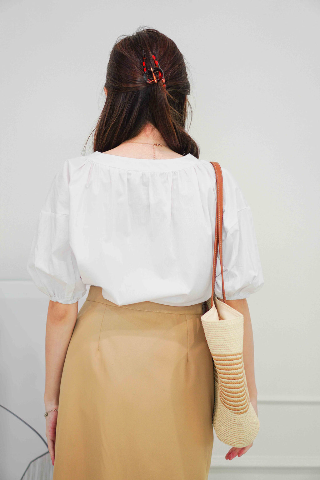 Cloudy Chance Puffy Sleeves Button Down Top in White